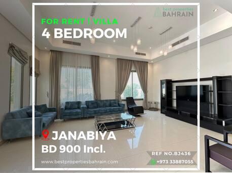 Saar, Apartments/Houses, BHD 900/month,  4 BR,  900 Sq. Meter,  Fully Furnished Inclusive 4 Bedroom Villa Nearby Saudi Causeway