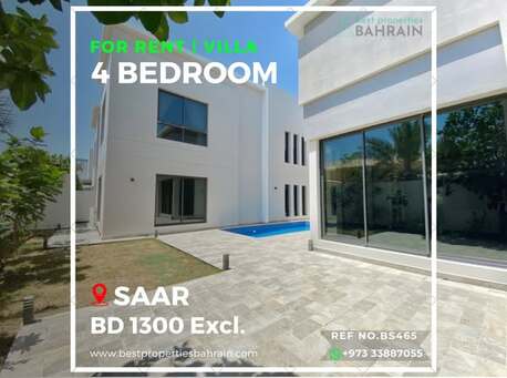 Saar, Apartments/Houses, BHD 1300/month,  4 BR,  200 Sq. Meter,  Ultra Modern 4 Bedroom Semi Furnished Villa With Swimming Pool In Saar