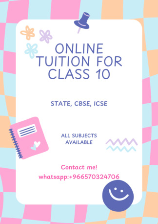 Jeddah, Lessons Offered, Online Tuition For CLASS 10