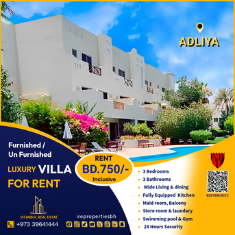 Adliya, Villas, BHD 750,  Furnished,  280 Sq. Meter,  Furnished / Semi Furnished 3 BHK Luxury Villa For Rent In Adliya