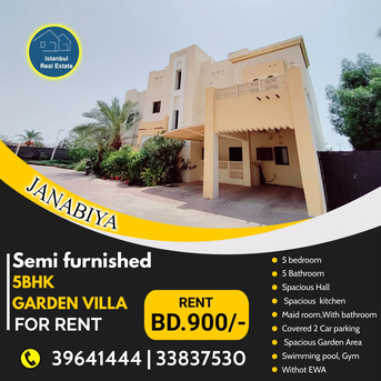 Janabiya, Villas, BHD 900,  Furnished,  400 Sq. Meter,  Semi Furnished 5 BHK Garden Villa For Rent In Janabiya  BD.900/-