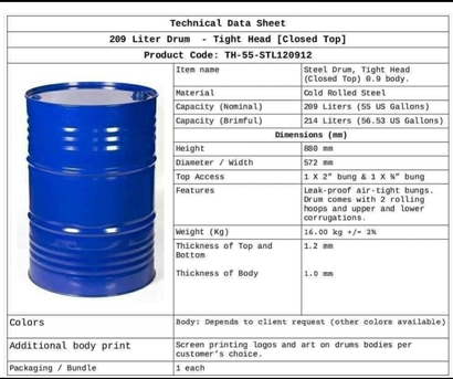 Jeddah, Heavy Equipment, SAR 28,  We Are Selling Used Iron Steel Drums 209 Liter, 16kg, Exstock 1Million,