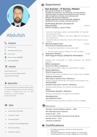 Jeddah, Job Seekers, Documents Controller/Office Assistant/Data Entry/light Vehicle Driving License