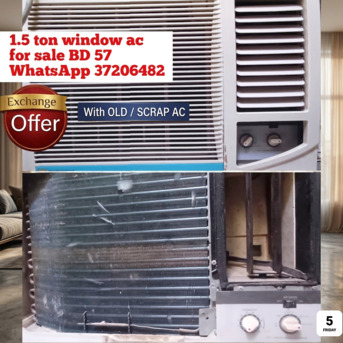 Manama, Air Conditioners, BHD 57,  ✅️  1.5 Ton Window Ac For Sale In Good Condition With Fixing