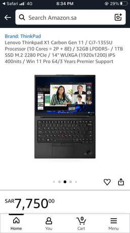 Riyadh, Computers, SAR 4100,  Lenovo Thinkpad X1 Carboon 13th Gen16GB/512SSD