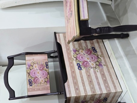 Dammam, Furniture, SAR 100,  Vintage-Style Floral Wooden Furniture Set &ndash; Chest, Side Tables & Caddy