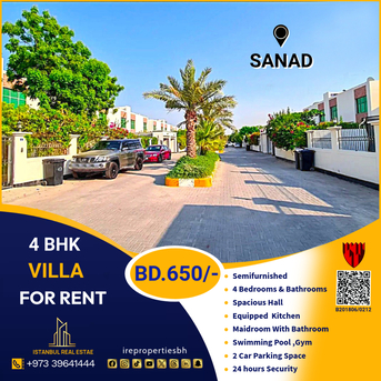 Sanad, Villas, BHD 650,  350 Sq. Meter,  Semi Furnished 4 BHK Villa For Rent In Sanad BD.650/-