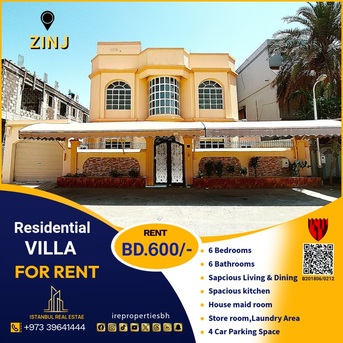 Zinj, Villas, BHD 600,  315 Sq. Meter,  6 BHK Residential Villa For Rent In Zinj &ndash; Bu Ghazal Area BD.600/-