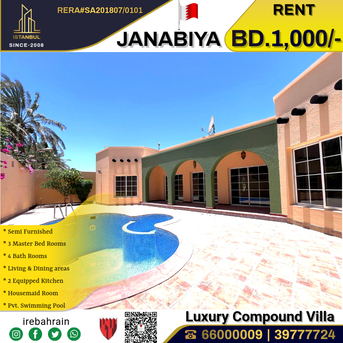 Janabiya, Villas, BHD 1000,  Semi Furnished Luxury Villa For Rent In Janabiya