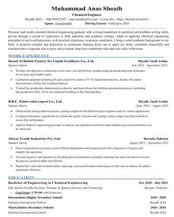 Riyadh, Job Seekers, Graduate Chemical Engineer - Fresh