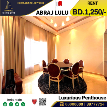 Sanabis, Apartments/Houses, BHD 1250/month,  Furnished,  5 BR,  High Luxurious Penthouse For Rent In Abraj Lulu, Black Tower