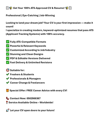 Riyadh, Writing, Get Your 100% ATS-Approved CV & Resume!  احصل على سيرة ذاتية احترافية 100٪ متوا