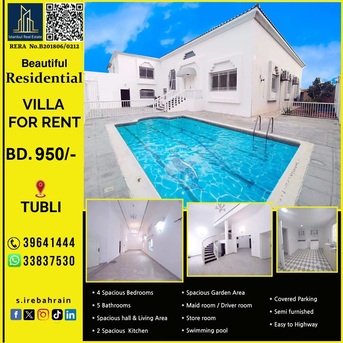 Tubli, Villas, BHD 950,  400 Sq. Meter,  Beautiful Residential Villa For Rent In Tubli BD.950/-