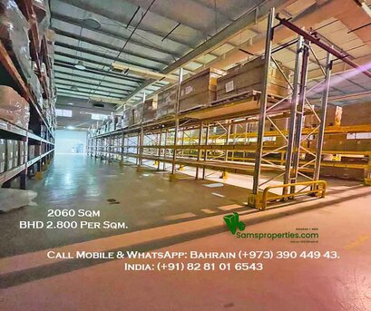 Manama, Warehouses, 2050 Sq. Meter,  Premium Warehouse Rent With Dock And Racks. Approved Store | Workshop Call Sam 39044943