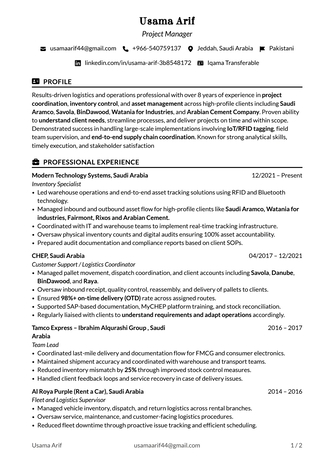 Jeddah, Job Seekers, Experienced Project Coordinator / Document Controller / Warehouse & Logistics Specialist