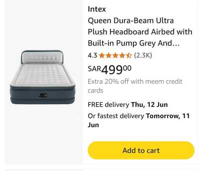 Riyadh, Furniture, SAR 180,  Mattress Inflateable - Intex DURA-BEAM DELUXE