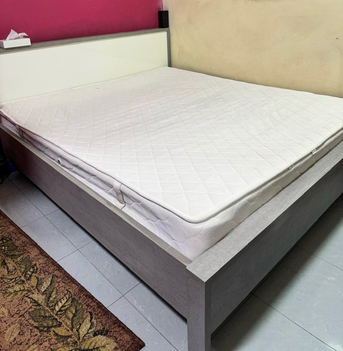 Al Safa, Furniture, SAR 600,  Urgent! Home Center King Size Bed Frame - Modern Italian Wood Design!