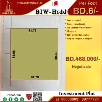 Hidd, Industrial Land, BHD 6,  Investment Plot For Sale In BIW, Hidd