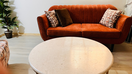 Al Rabwah, Furniture, SAR 700,  2+1 Seater Modern Couch With Round Marble Table