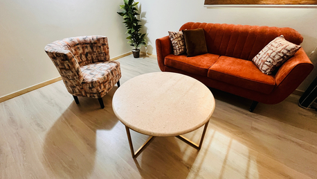 Al Rabwah, Furniture, SAR 700,  2+1 Seater Modern Couch With Round Marble Table