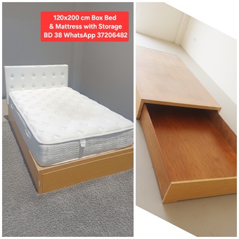 Manama, Furniture, BHD 38,  ✅️ 120&times;200 Cm Box Bed & Mattress With Storage For Sale In Good Condition With Delivery