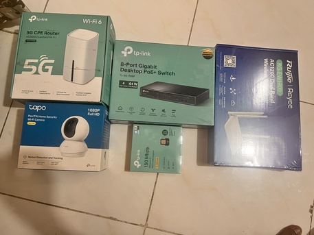 Jeddah, Electronics, SAR 480,  TP-Link 5g Sim Router, 8port Gigabit Poe Switch , Wireless Nano Usb Adapter , Camera Etc