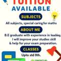 TUITION CLASSES AVAILABLE.