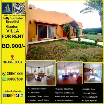Saar, Villas, BHD 900,  Furnished,  350 Sq. Meter,  Fully Furnished Beautiful Garden Villa For Rent In Shakhurah