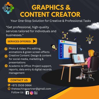 Manama, Computer, Looking For  Freelance Work (Graphics/Video Editing) Social Media Posts Etc