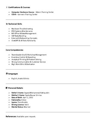 Jeddah, Job Seekers, Workshop Supervisor, Workshop Lead, Senior Workshop Technician, Warehouse Officer