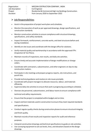 Jeddah, Job Seekers, Civil Engineer/Structural Engineer