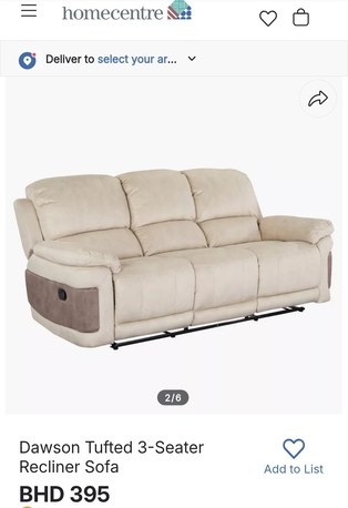 Amwaj Islands, Furniture, BHD 180,  EXCELLENT 3 SEATER SOFA  COMFORTABLE VERY LESS USE 2 MONTH ONLY IN SHOP PRICE 395