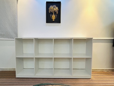 Al Muruj Furniture, SAR 199,  Stylish White Storage Shelf With 8 Cubes, 1