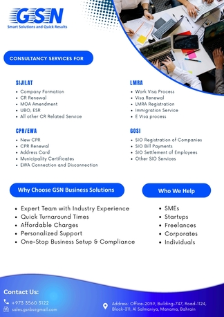 Manama, Accounting, GSN Consultancy Services - Accounting And Tax And Govt Documentation