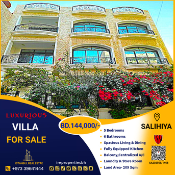 Salmaniya, Villas, BHD 144000,  Furnished,  209 Sq. Meter,  Luxurious 3 Storey  Villa For Sale In Salihiya Near Salmaniya BD.144,000/-