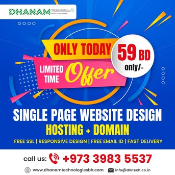 Manama, Web Design & Development, Limited Time Offer &ndash; Single Page Website Design With Hosting + Domain At Just 59 Bd Only!