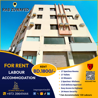 Asker, Staff Accomodation, BHD 1800,  500 Sq. Meter,  Labour Accommodation (130 Peoples) For Rent In Ras Zuwayed BD.1800/-