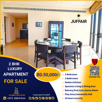Juffair, Villas, BHD 50000,  Furnished,  102 Sq. Meter,  2 BHK Luxury Apartment For Sale In Juffair &ndash; BD 50,000/-