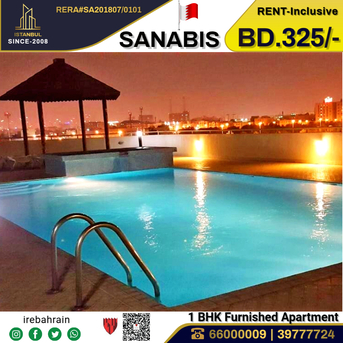 Sanabis, Apartments/Houses, BHD 325/month,  Furnished,  1 BR,  Fully Furnished Apartment For Rent In Sanabis - Including EWA