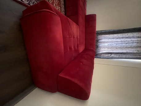 Adliya, Household Items, BHD 40,  Urgent Sale Velvet Sofa Couches Red Color