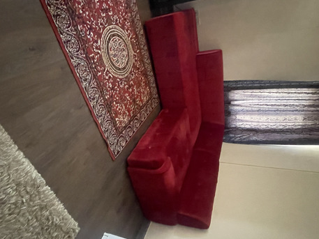 Adliya, Household Items, BHD 40,  Urgent Sale Velvet Sofa Couches Red Color