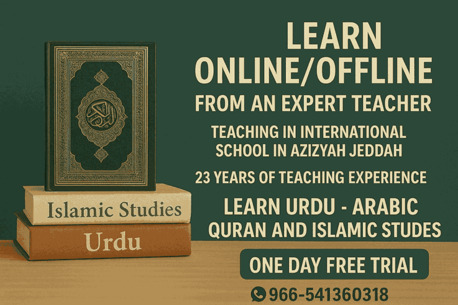 Jeddah, Lessons Offered, Learn Arabic, Holy Quran & Islam Online From An Expert Teacher Of An International  School