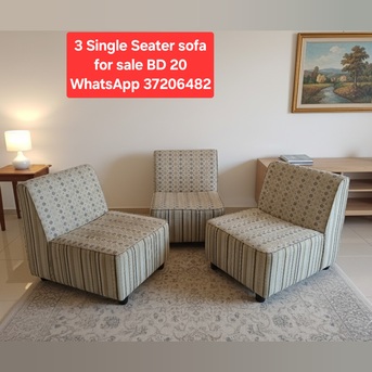 Manama, Furniture, BHD 20,  ✅️ 3 Single Seater Sofa For Sale In Good Condition With Delivery