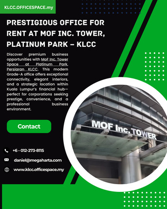 Kuala Lumpur, Real Estate, Prestigious Office For Rent At MoF Inc. Tower, Platinum Park &ndash; KLCC