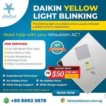 Singapore, Air Conditioners, SGD 50,  Daikin Aircon Light Blinking