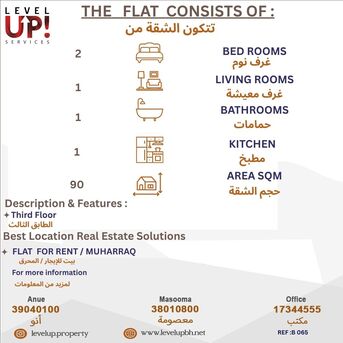 Muharraq, Apartments/Houses, BHD 160/month,  2 BR,  90 Sq. Meter,  GOOD FLAT FOR RENT LOCATION MUHARRAQ REF NO B 065