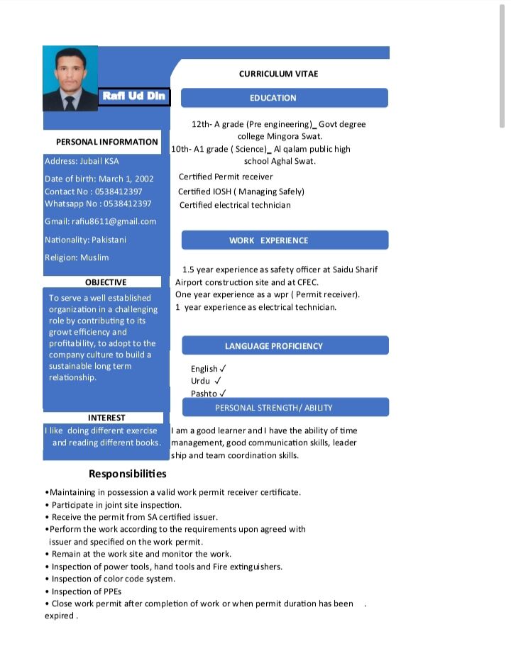 Jubail, Job Seekers, For Permit Receiver Job