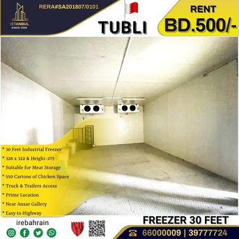Tubli, Warehouses, BHD 500,  Industrial Freezer ( 30 Feet ) For Rent In Tubli