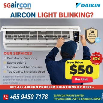 Singapore, Air Conditioners, SGD 50,  Daikin Aircon Light Blinking