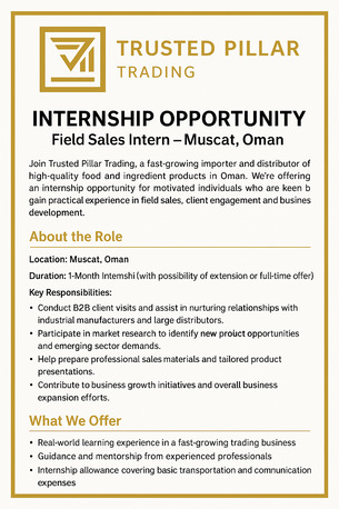 Muscat, Temp Jobs, Field Sales Intern - Muscat (Oman)